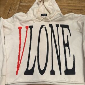 VLONE Cream Hoodie with Red and Black Logo
